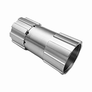 CNC 4-axis machined metal cylindrical part with evenly distributed slot features