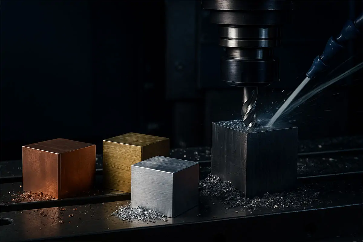 Alloy CNC machining blocks and end mill with coolant