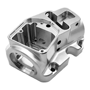 Prototype CNC machined block housing with internal cavities and precise holes