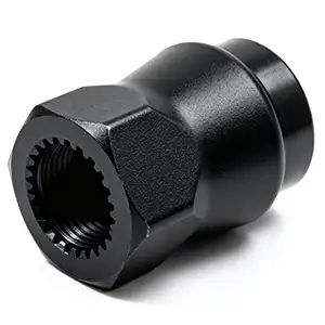 Black oxide coated CNC adapter with robust, long-lasting coating for high performance."