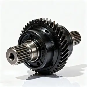 Carburized gear shaft with toughened surface for reliable operation.