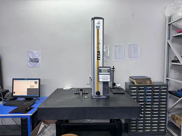 CNC inspection using TESA height gauge for precise dimensional measurement