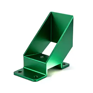 Green color anodized CNC bracket with a durable and aesthetic surface finish.