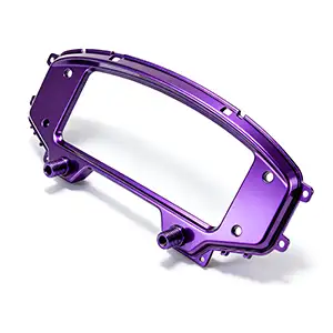 E-coated purple CNC frame with enhanced surface protection and finish.