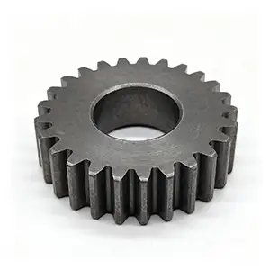 CNC machined geared part with heat-treated surface for strength.