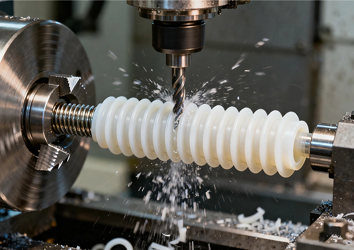 Nylon CNC machining overview with O-flute tool and air blast