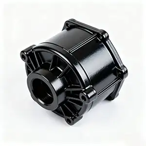 Black painted CNC motor housing with durable finish and enhanced protection.