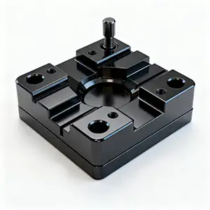 Black painted CNC plate with sleek finish and protective surface coating.