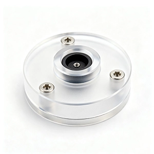 Transparent PC cover plate machined for electronics enclosure