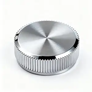 Knurled CNC machined dial with polished finish and refined surface.