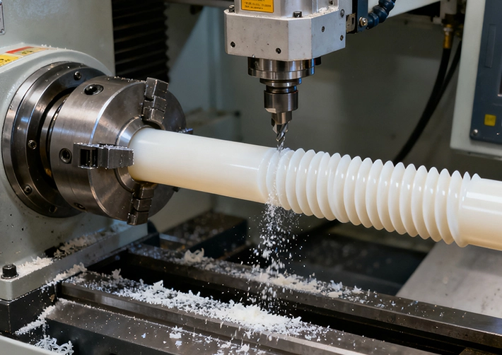 PP CNC turning/mill-turn for caps, fittings, and bushings
