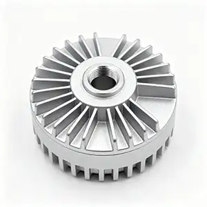 CNC machined heat sink with sandblasted surface texture.
