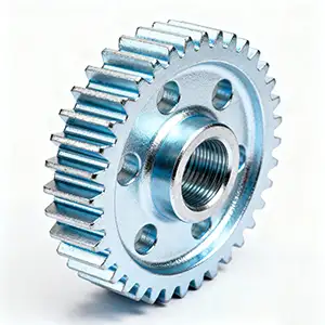 Zinc-plated CNC geared assembly with sturdy surface finish for extended durability.