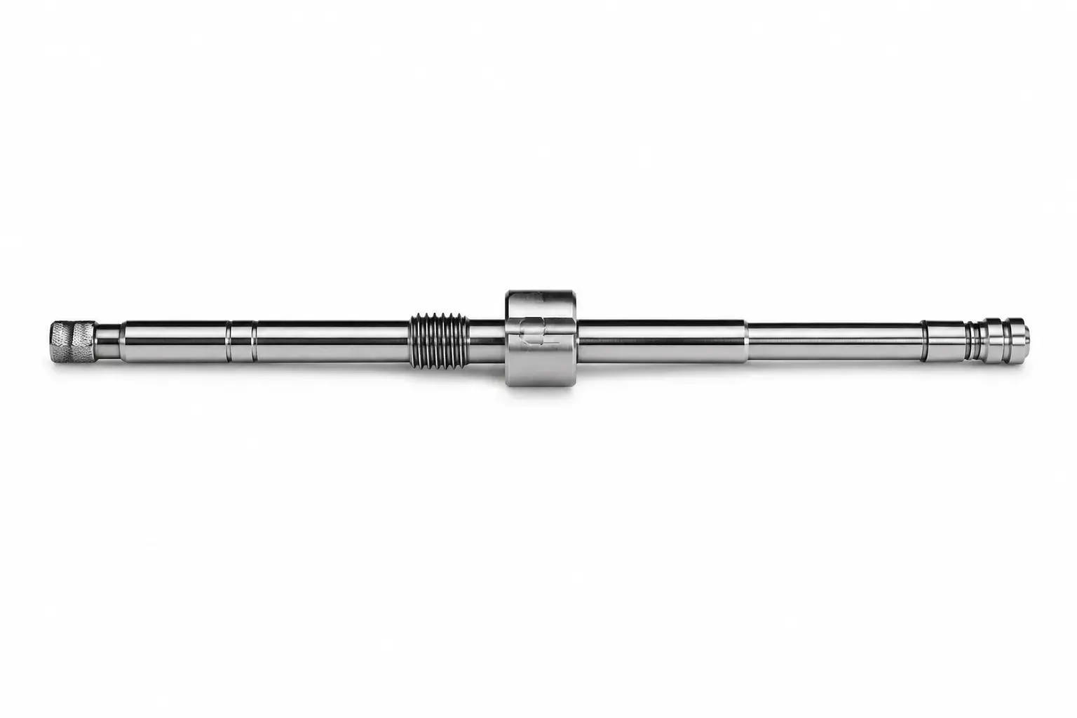 Swiss-type machined slender shaft