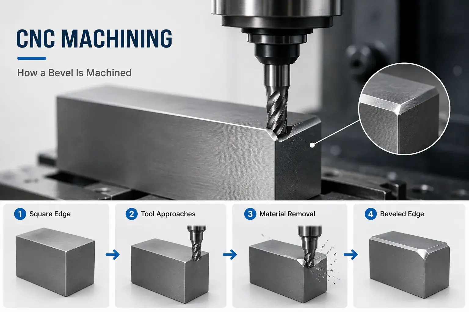 CNC machining bevel creation process