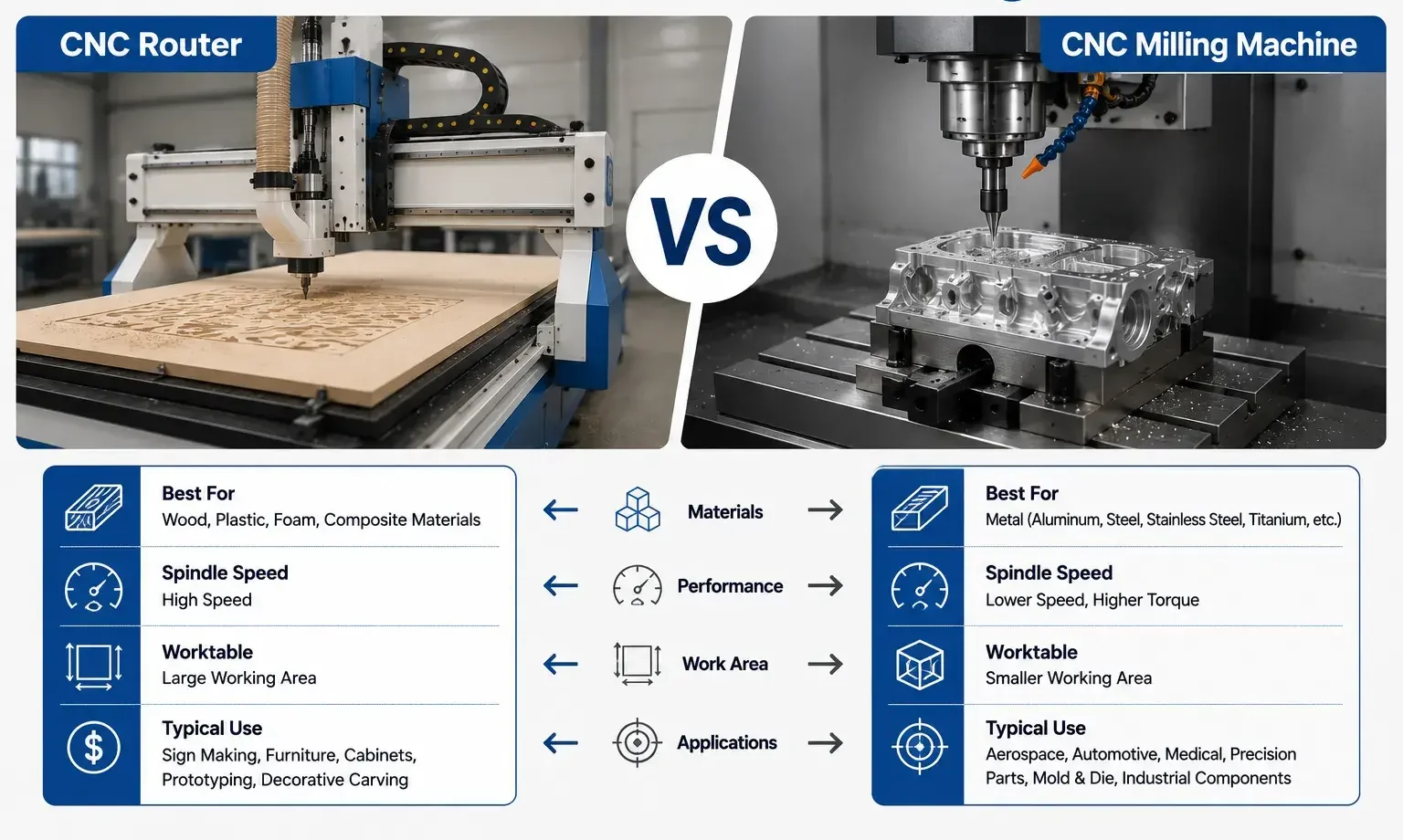 CNC router vs CNC milling machine