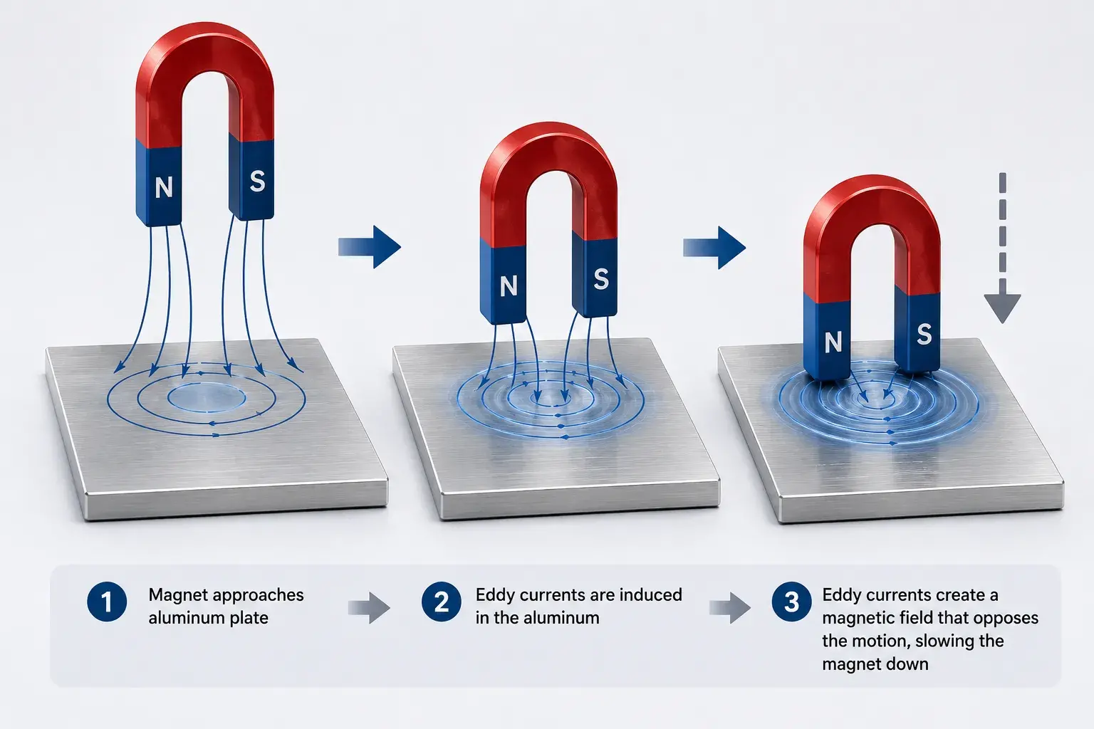 Eddy current effect explained step-by-step