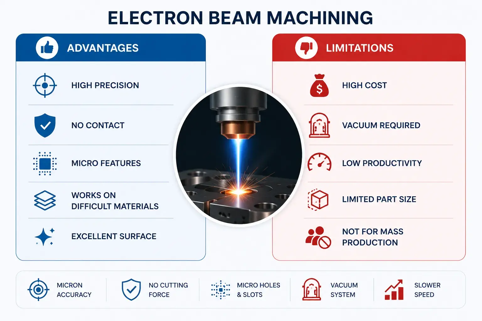 Electron beam machining pros vs cons