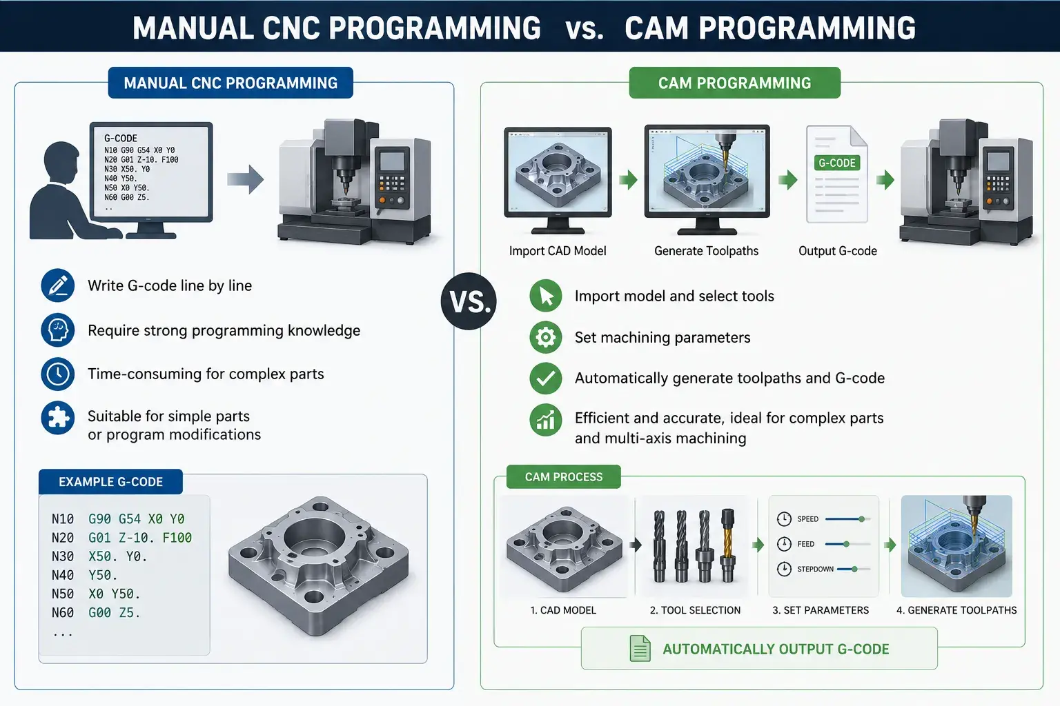 Manual vs CAM programming comparison