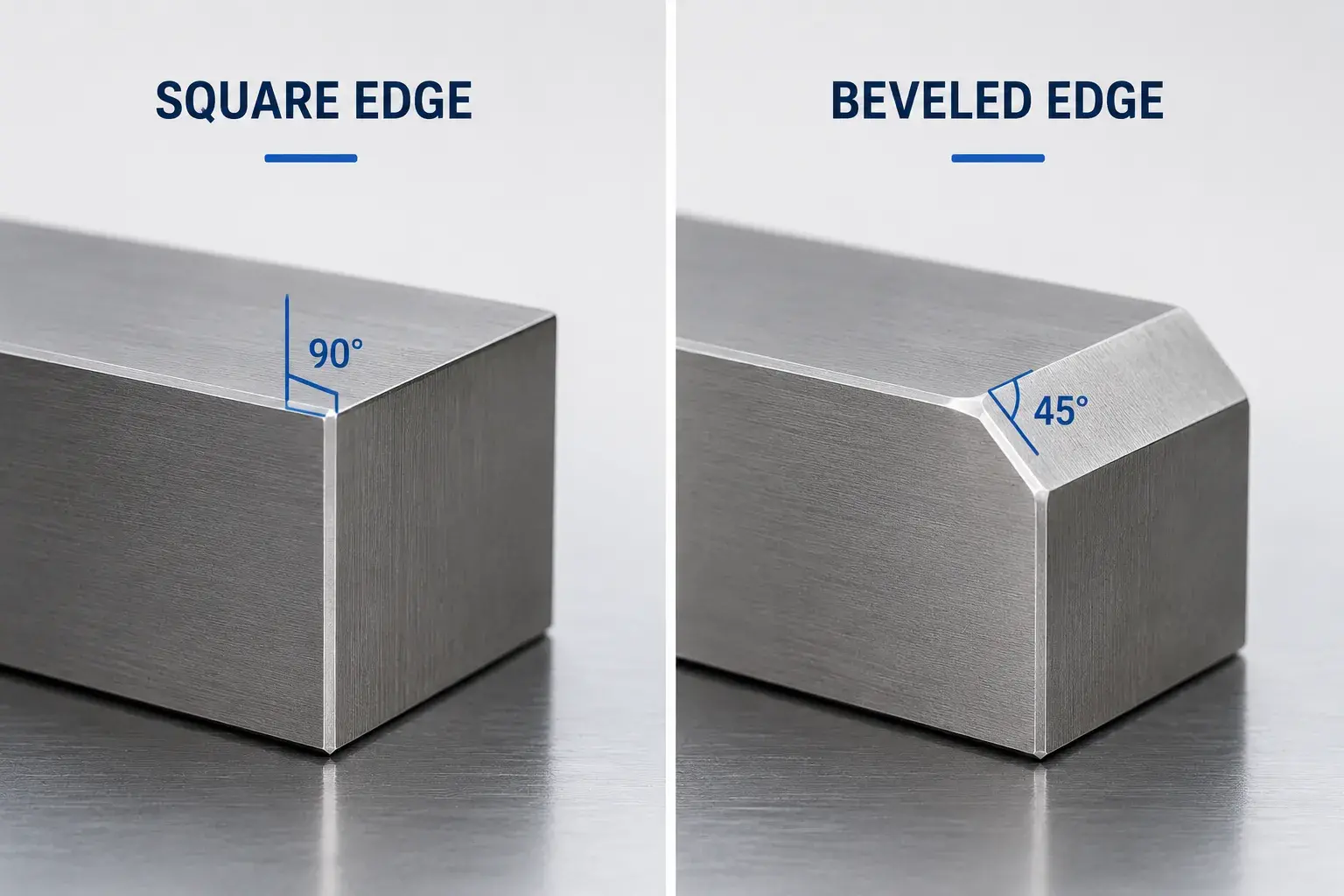 Square vs beveled edge comparison