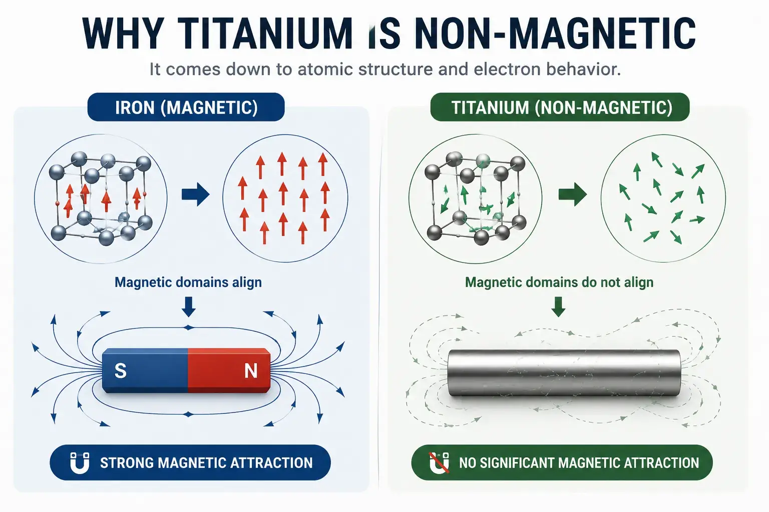 Why titanium is non-magnetic explained