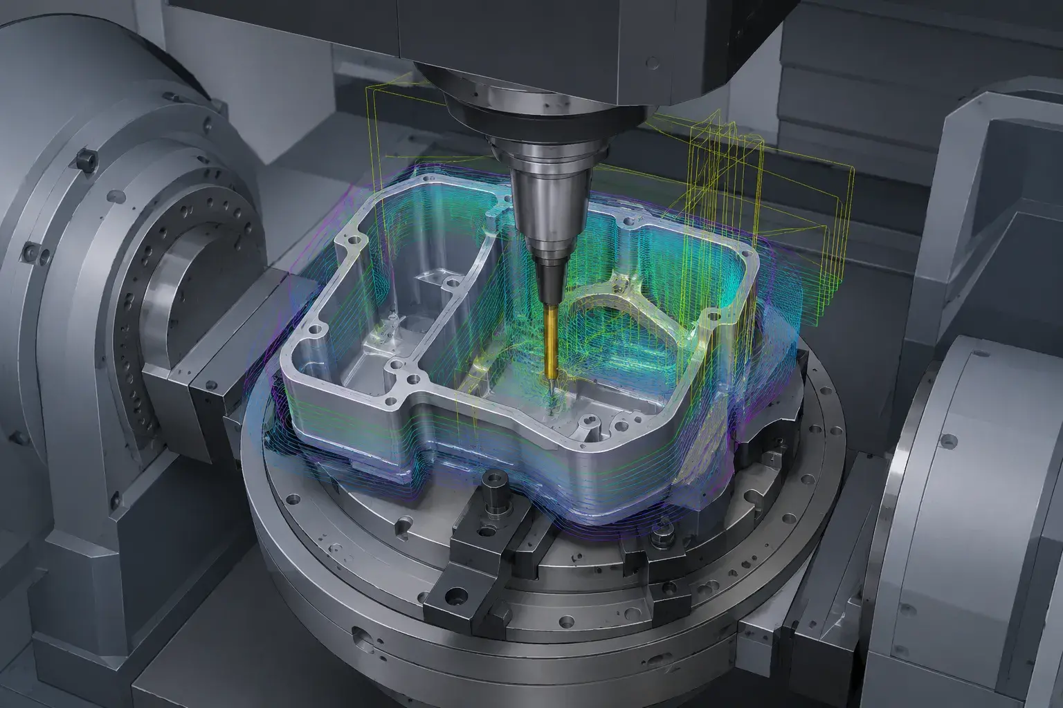 5-axis CNC collision avoidance and machine simulation