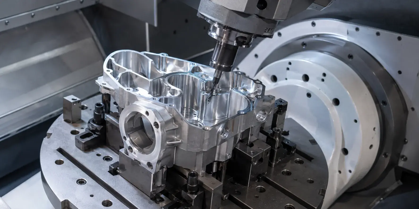 5-axis CNC machining complex aluminum housing with deep cavities
