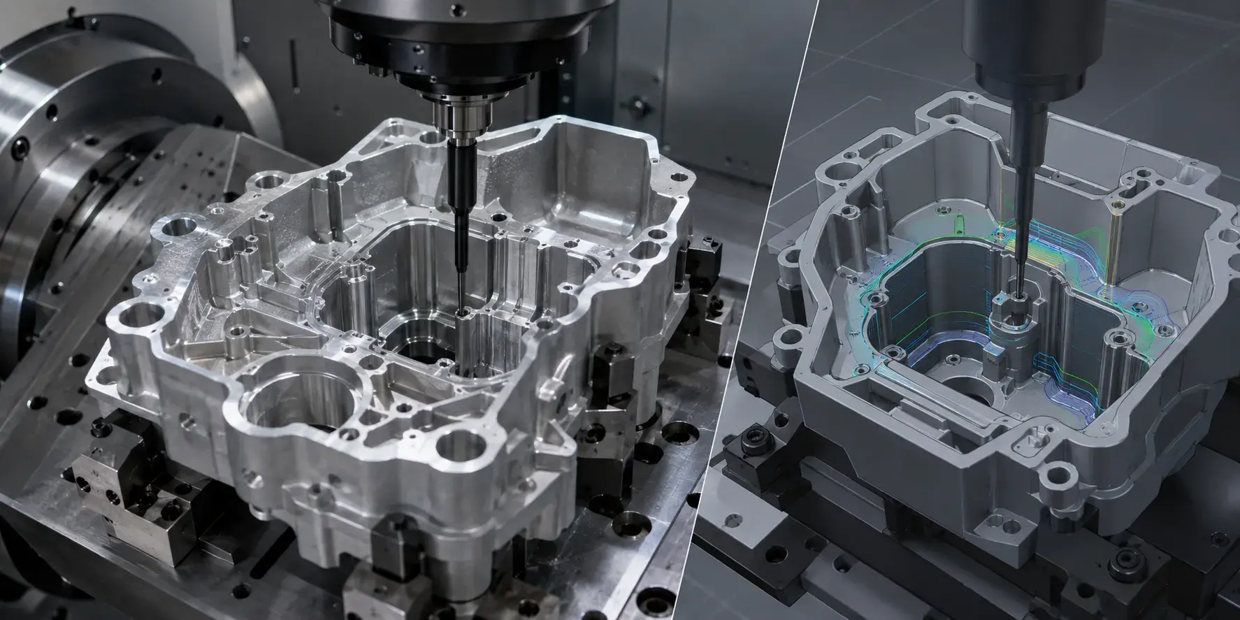5-axis CNC programming for complex aluminum housing with deep cavities
