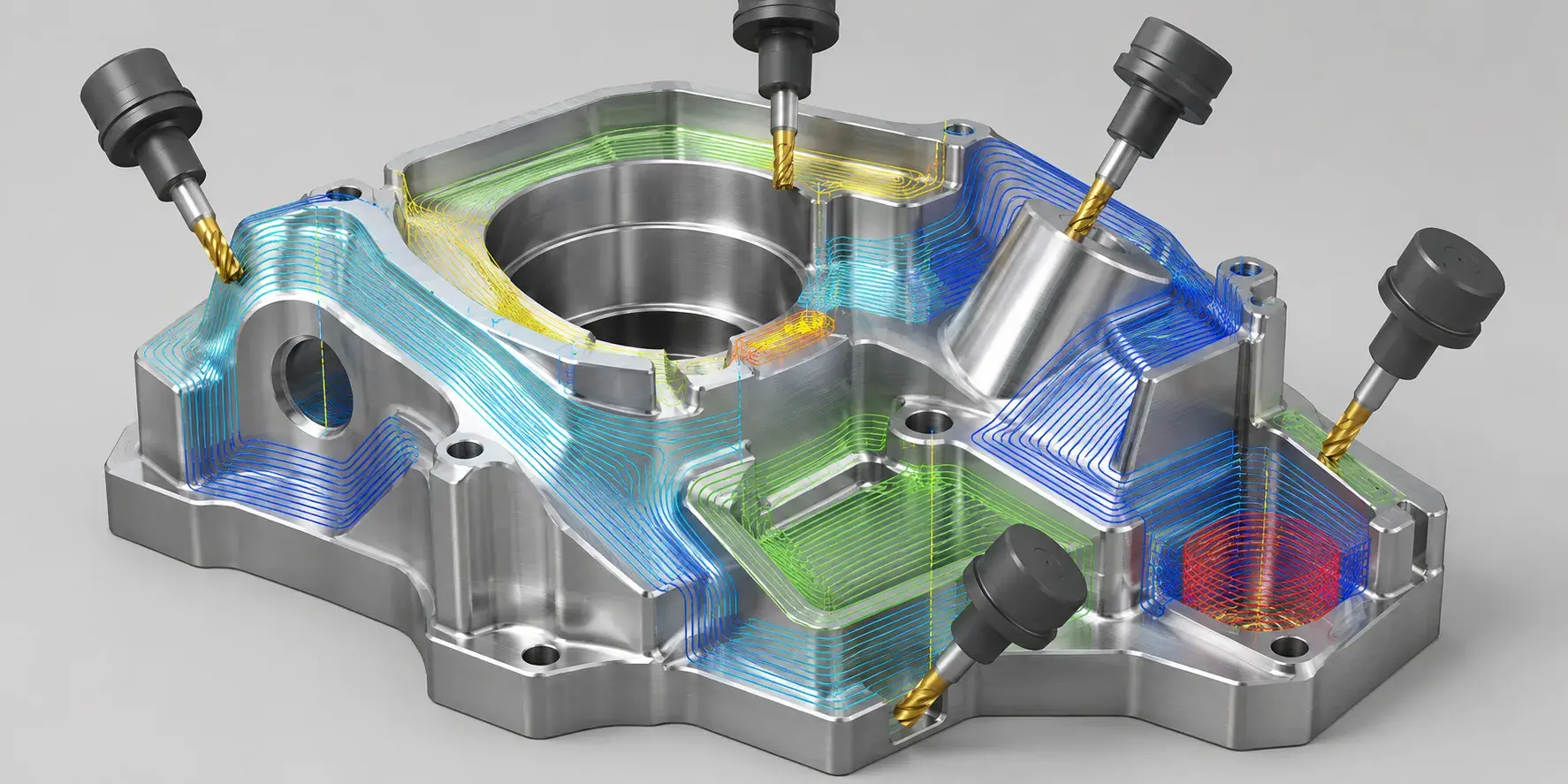 5-axis CNC toolpath programming for complex aluminum part