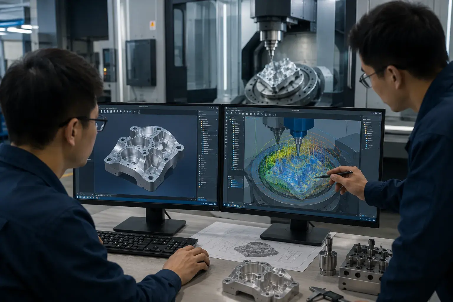 5 axis machining of a complex curved aerospace component with optimized tool orientation