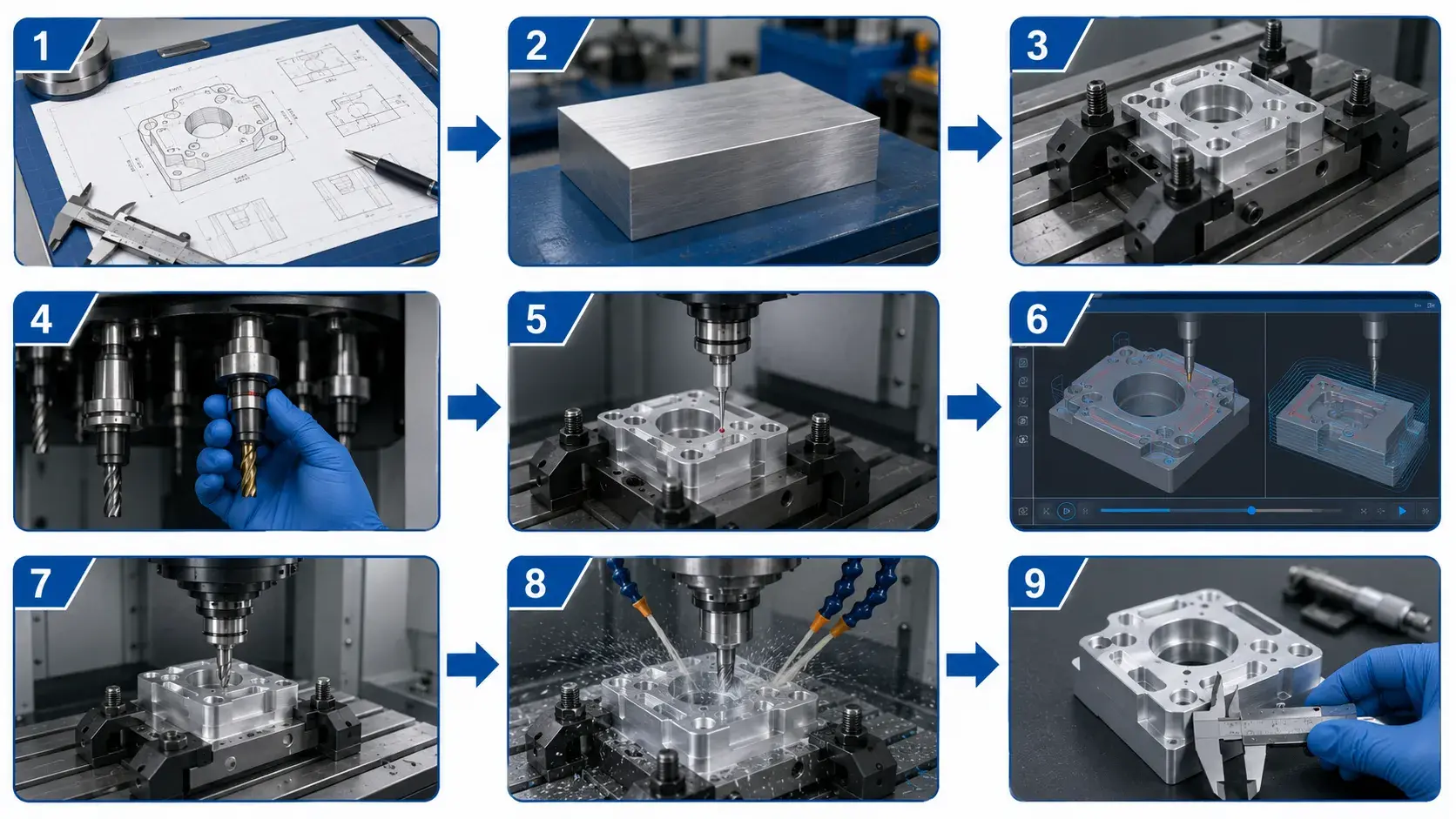 Basic CNC machine operation process from drawing review to final inspection