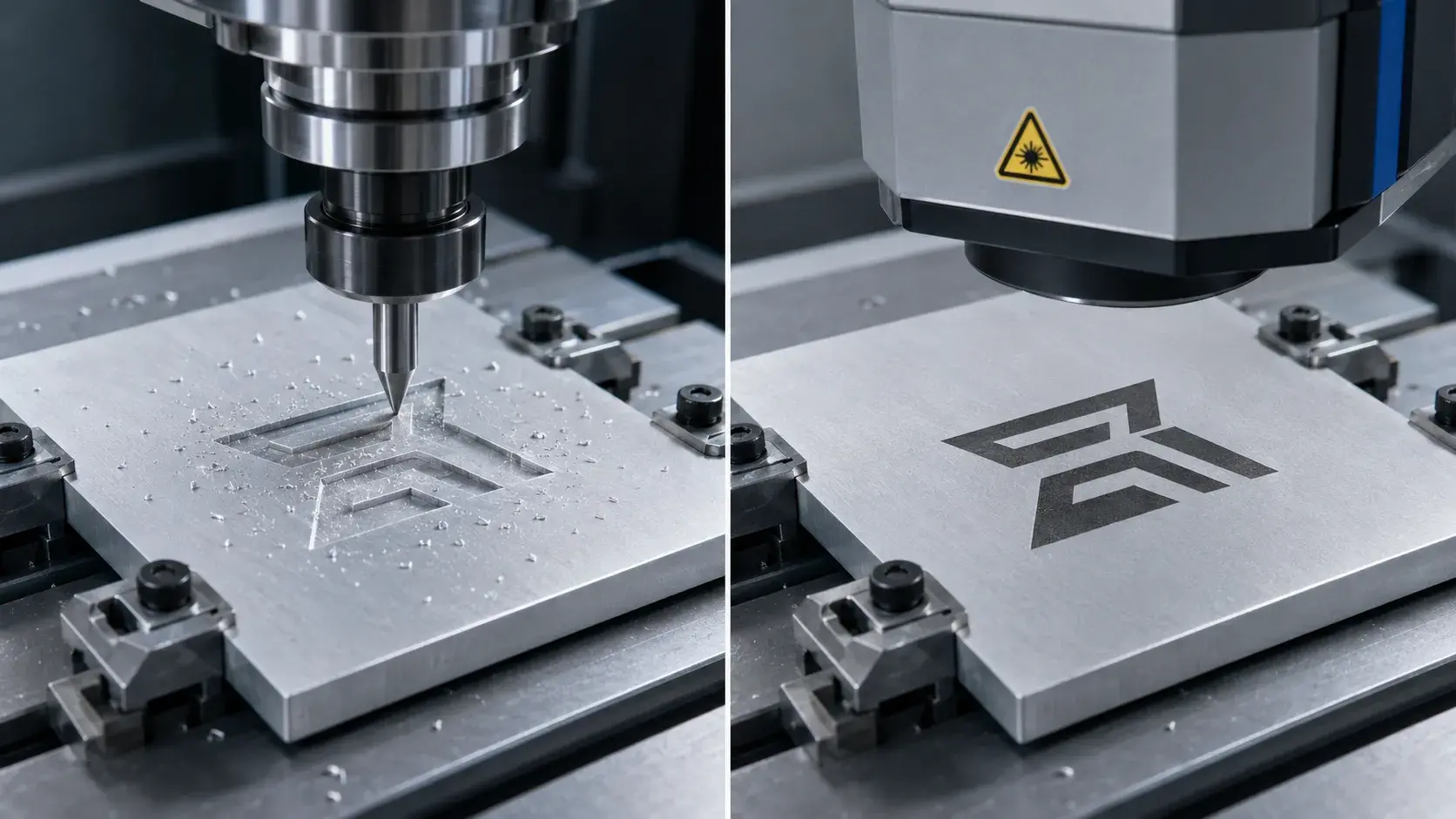 CNC engraving compared with laser marking on metal