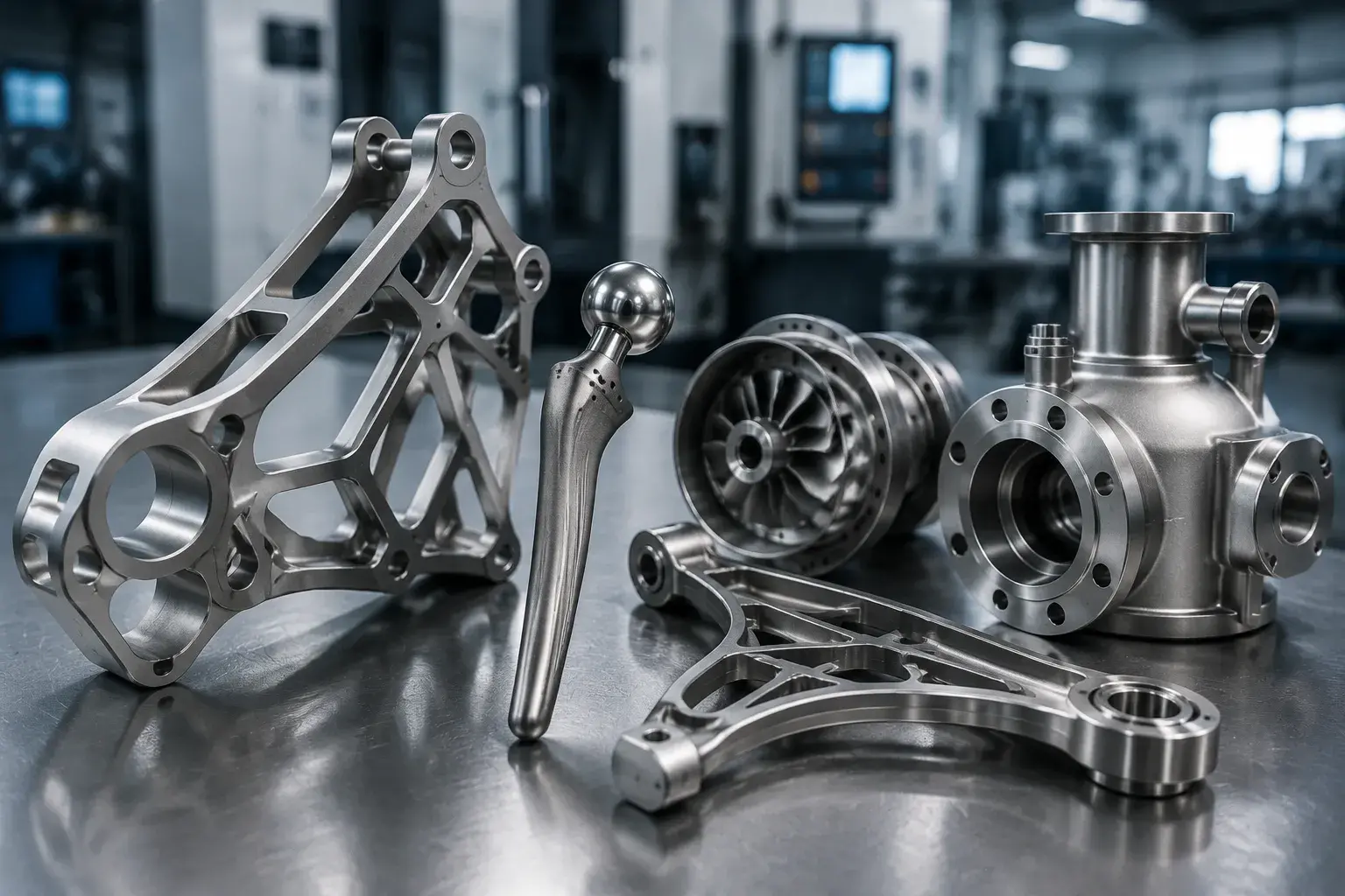 CNC machined titanium components used in aerospace medical automotive and industrial applications