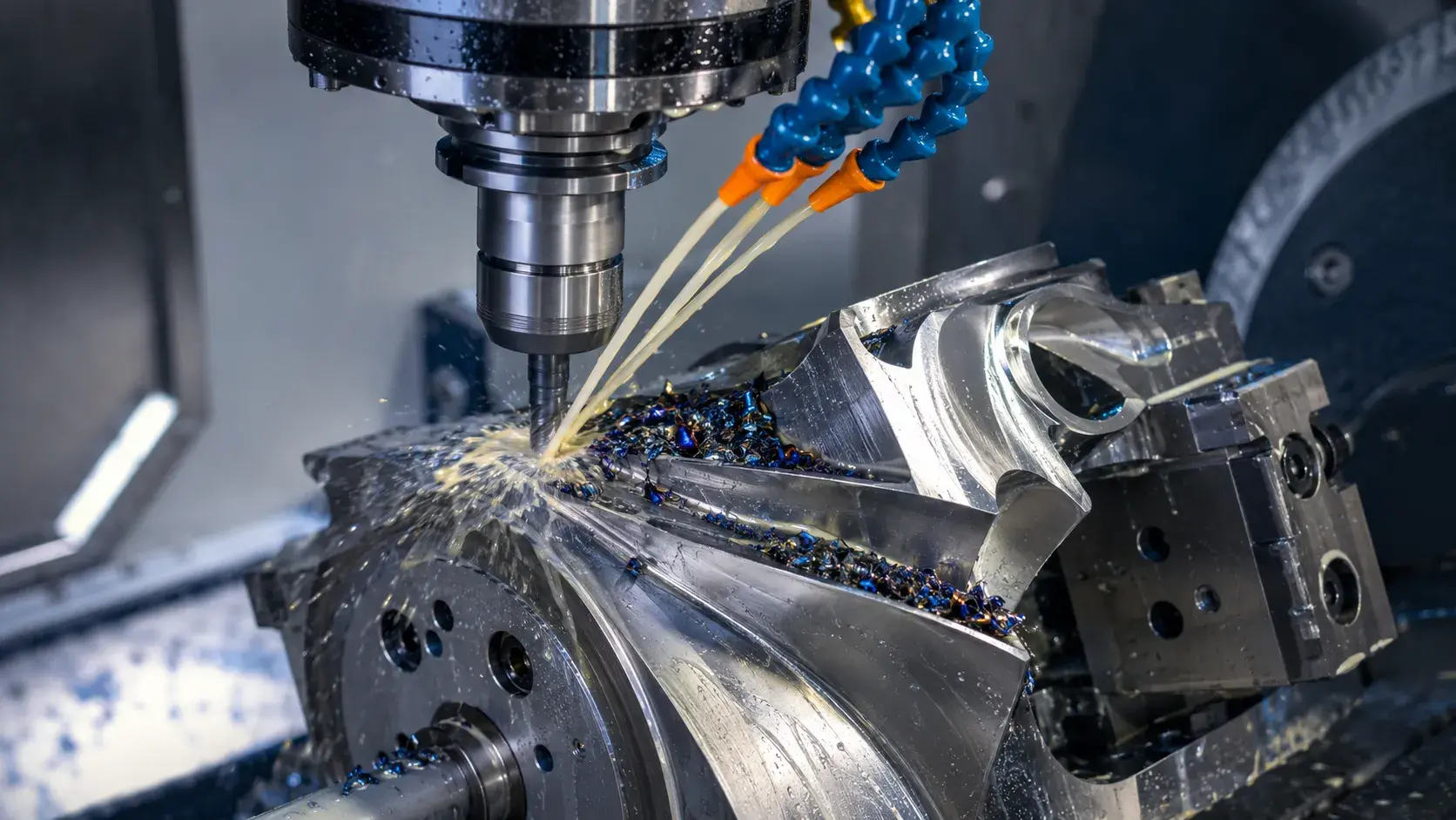 CNC machining titanium with coolant and heat-resistant cutting tools