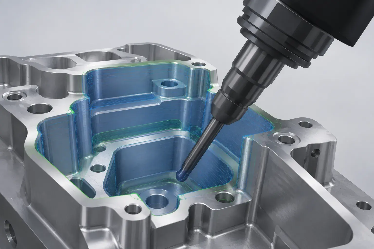 Deep narrow cavity design increasing tool reach in 5-axis CNC machining