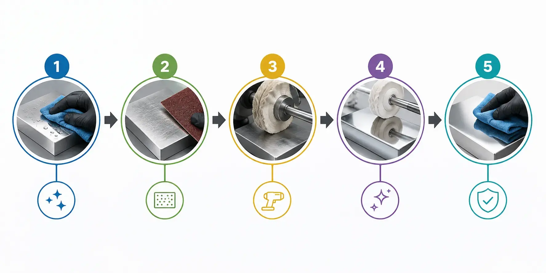 Five-step metal polishing process
