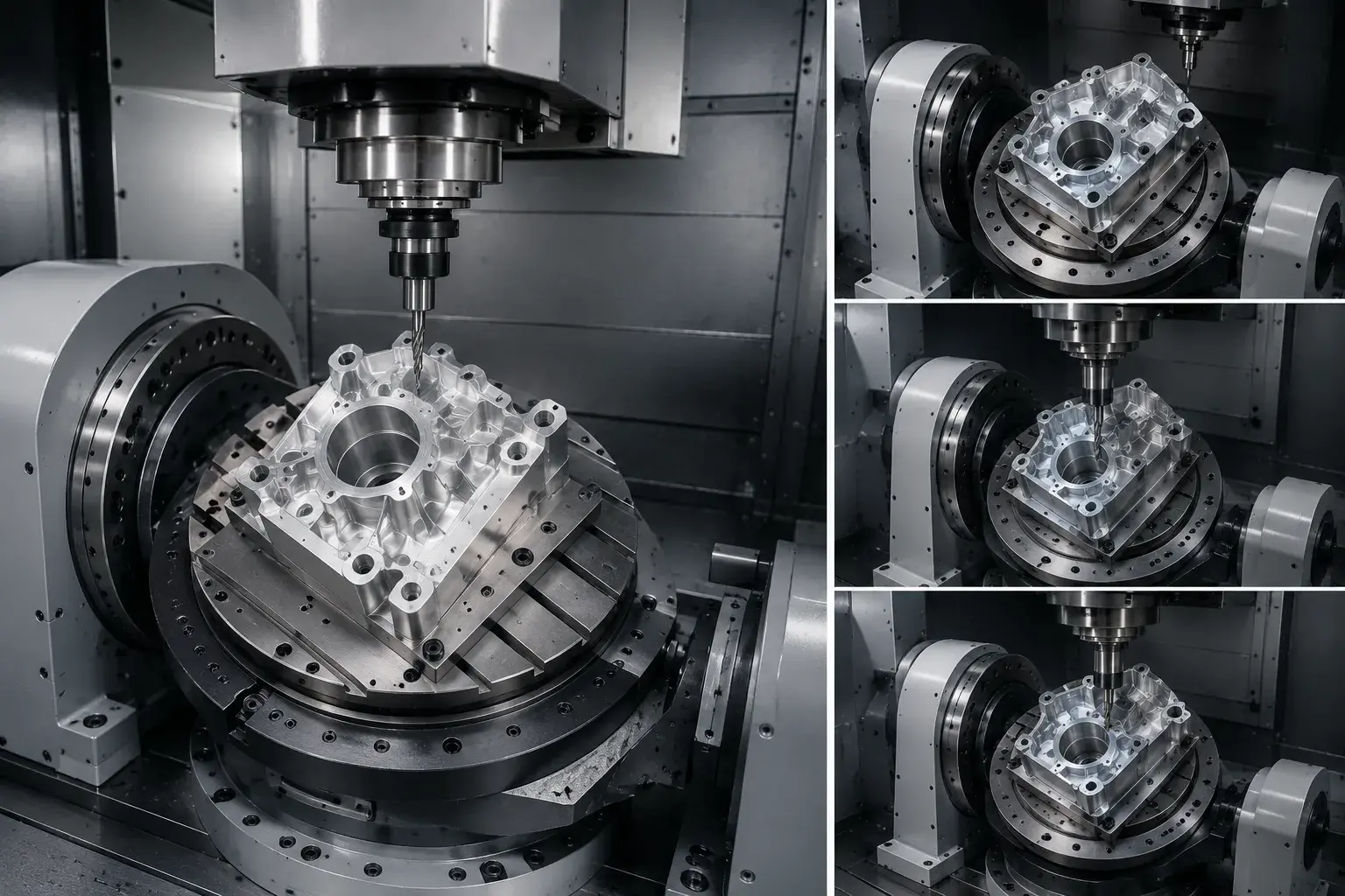 Indexed 3+2 axis machining with the rotary table positioned before cutting