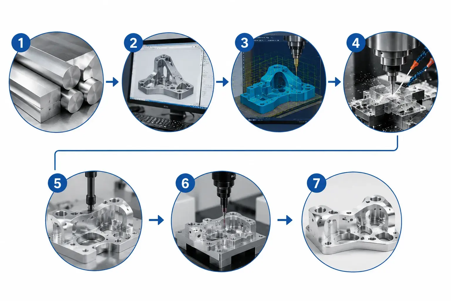 CNC Aluminum Manufacturing workflow process diagram