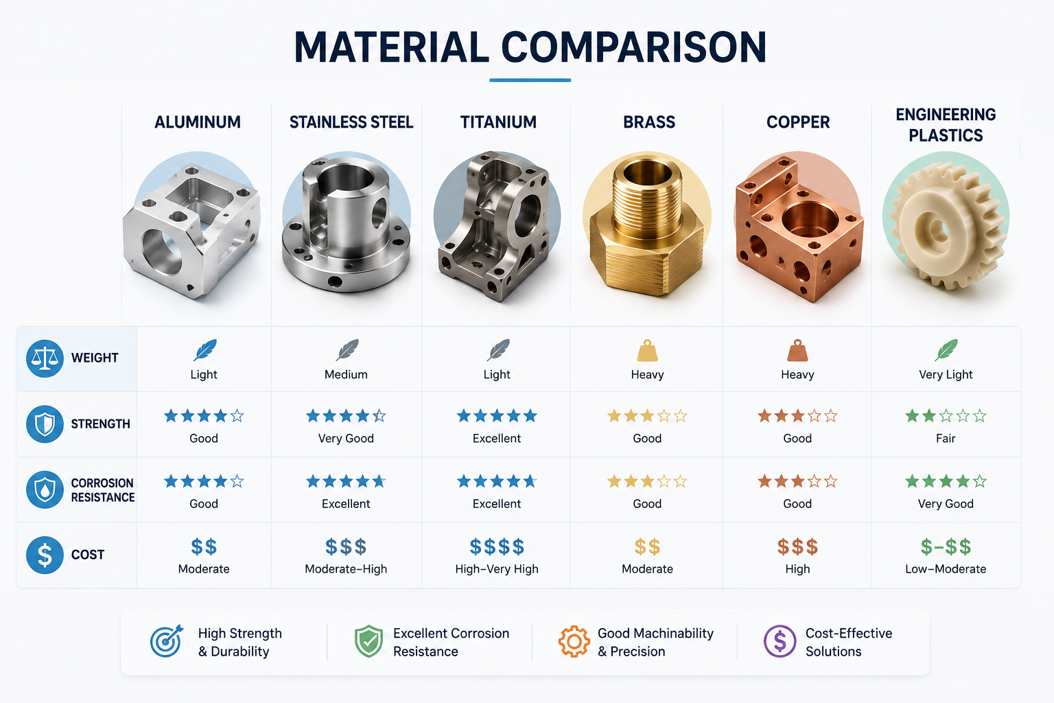 Material comparison chart for engineering solutions