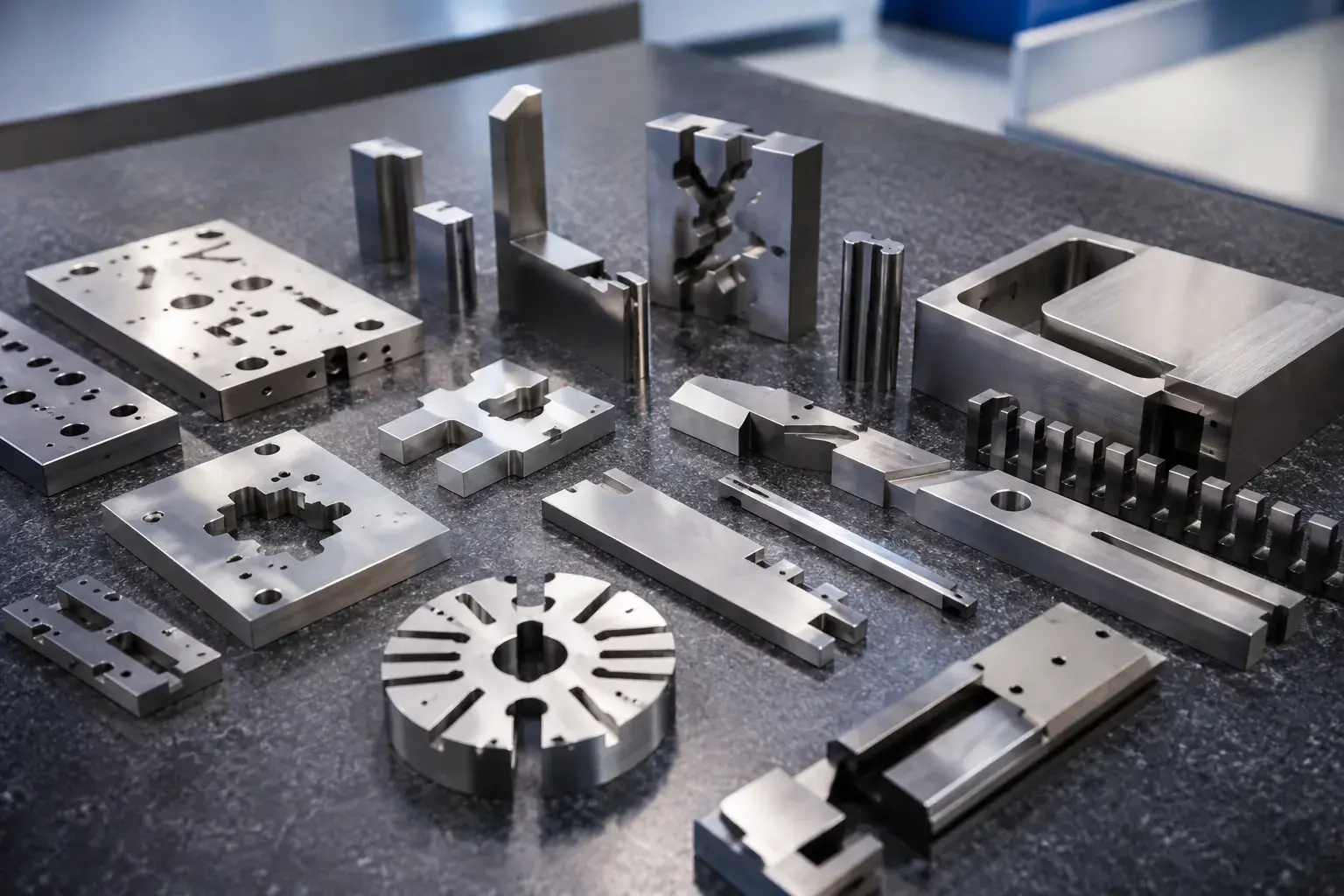 Precision metal parts made by CNC wire cutting with narrow slots and complex profiles