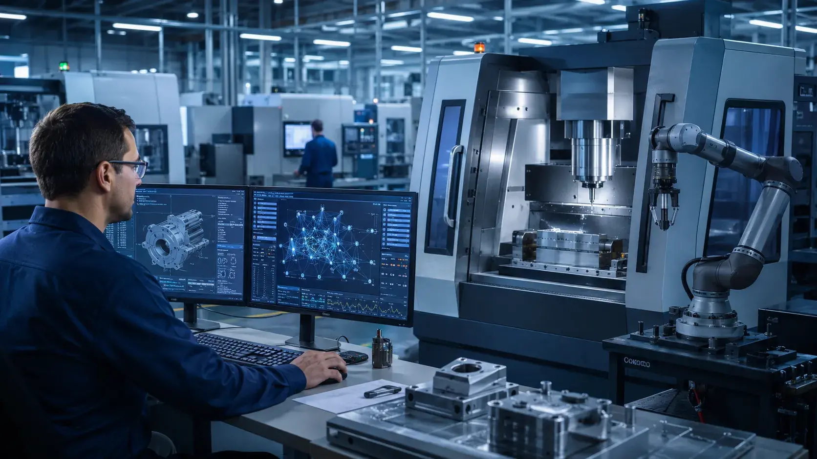 AI powered CNC machining factory for smart manufacturing