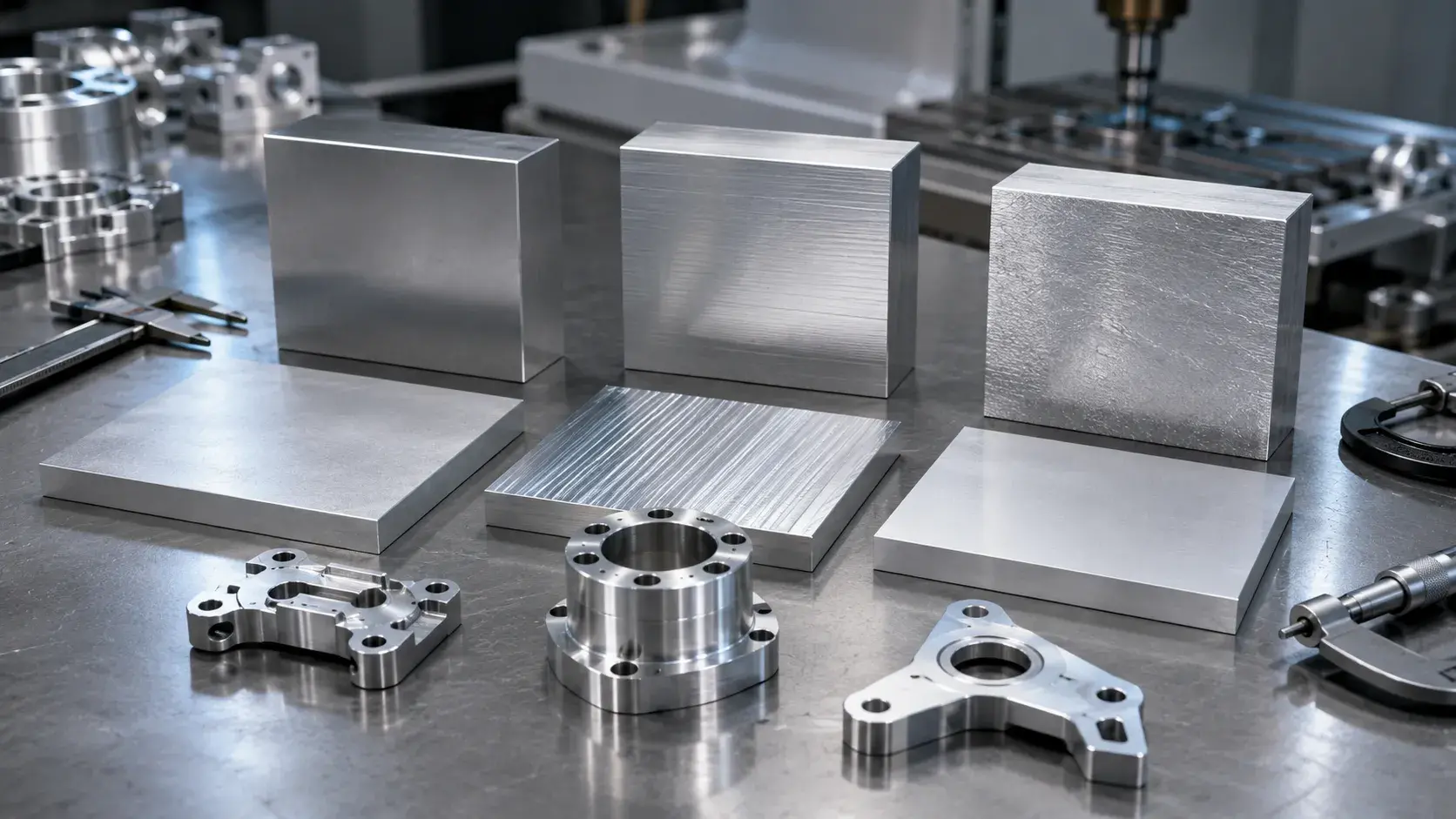 different aluminum alloys used for CNC machining including 6061 7075 and 5052 aluminum