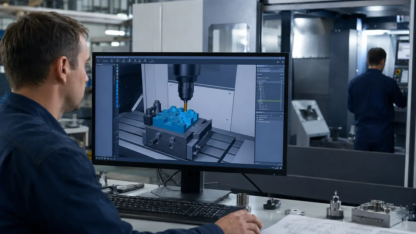 CNC machining simulation software used for collision detection and program verification