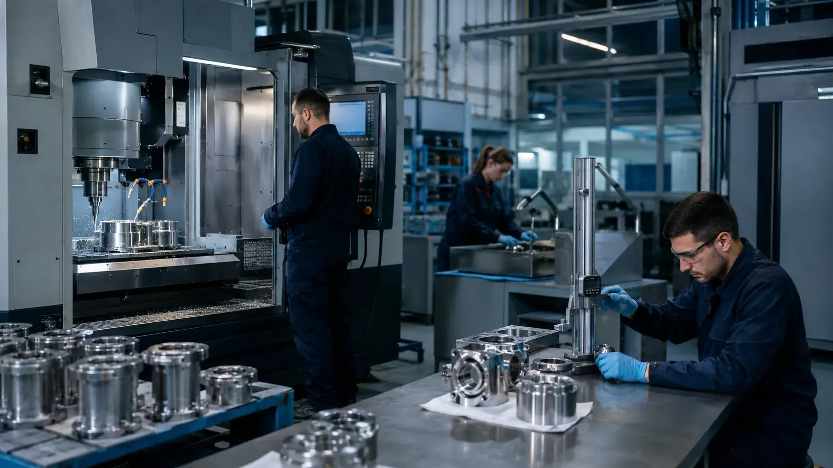 CNC stainless steel machining and surface finishing workshop