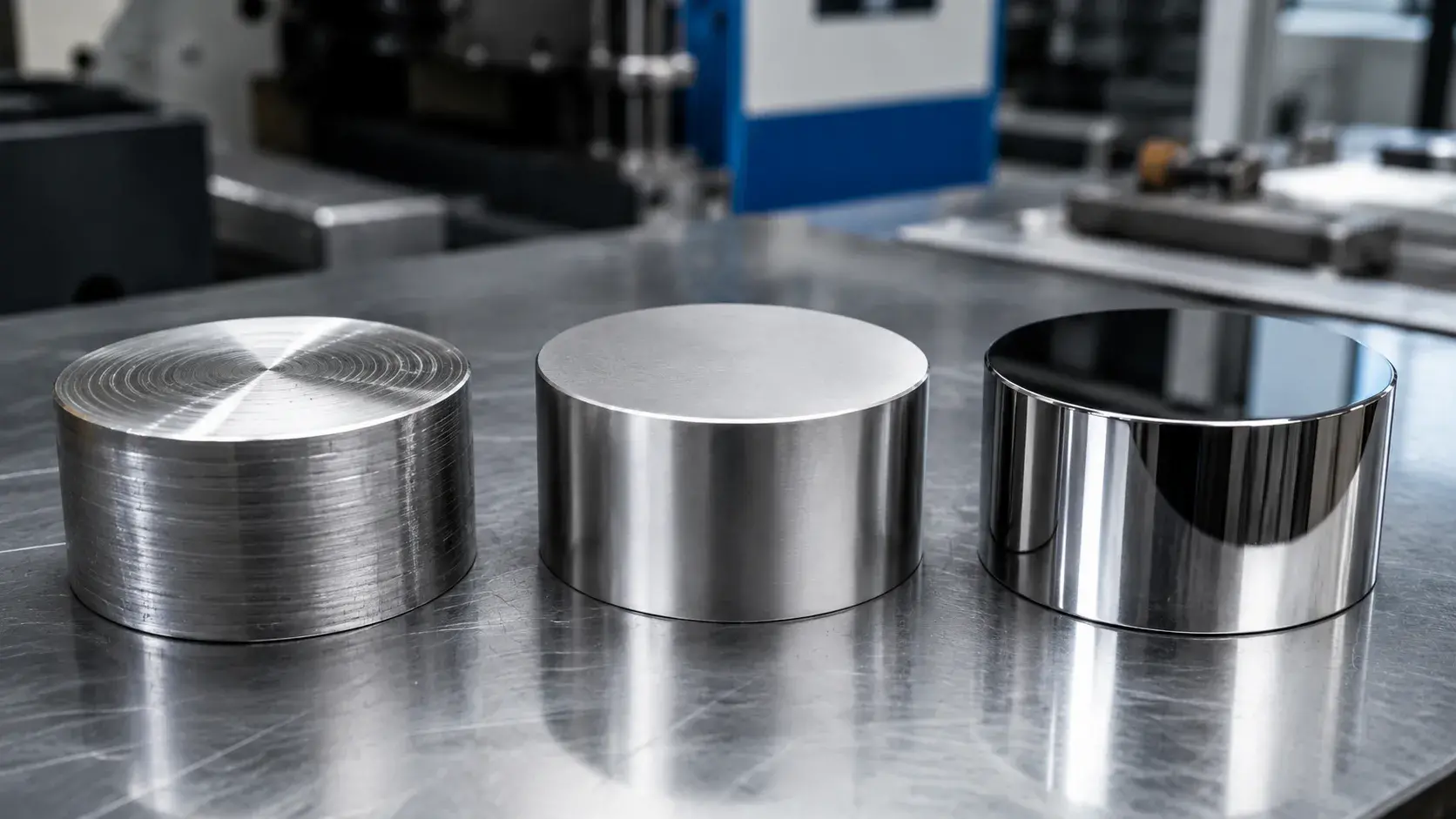 comparison of CNC machined and polished stainless steel surface finishes