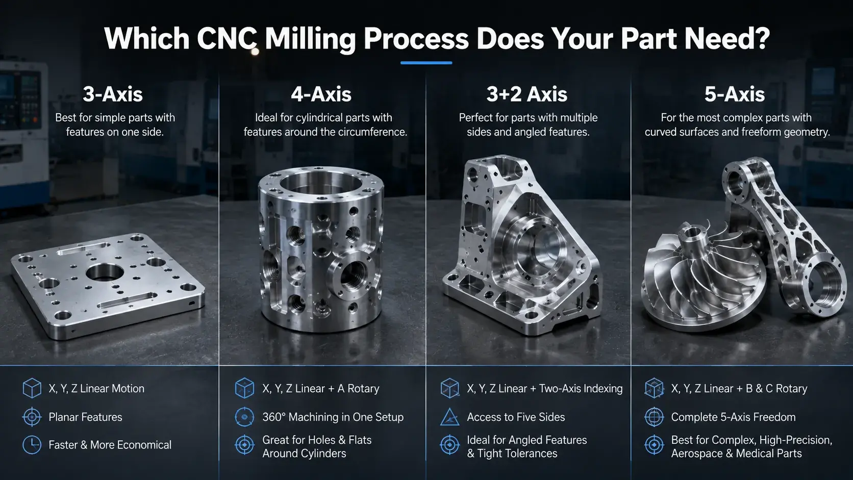 3-axis 4-axis and 5-axis CNC milling parts