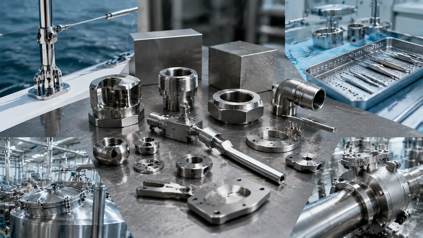 316 stainless steel components for marine medical and industrial applications