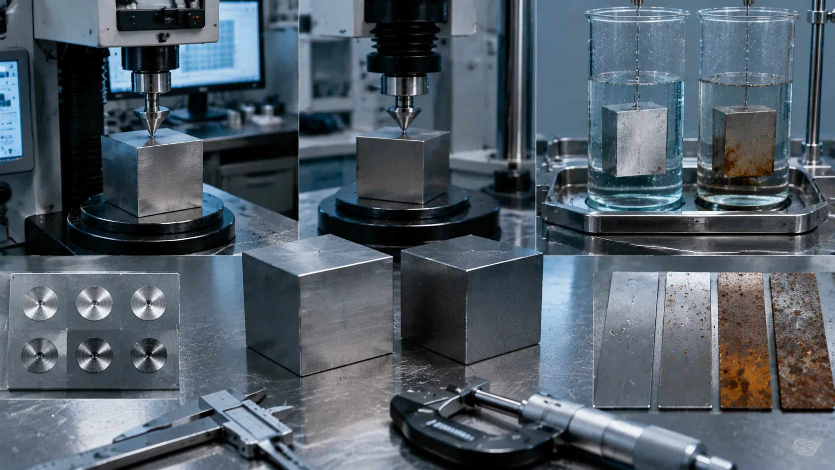 420 and 316 stainless steel hardness and corrosion resistance testing