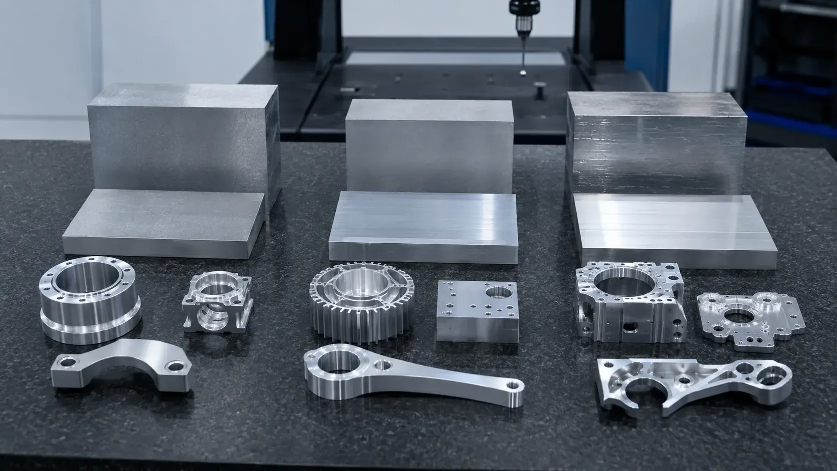 Different aluminum alloy samples used in manufacturing