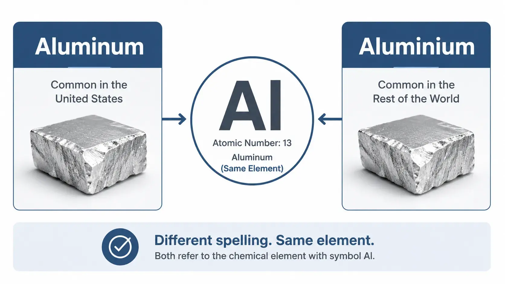 Aluminum vs aluminium chemical symbol Al